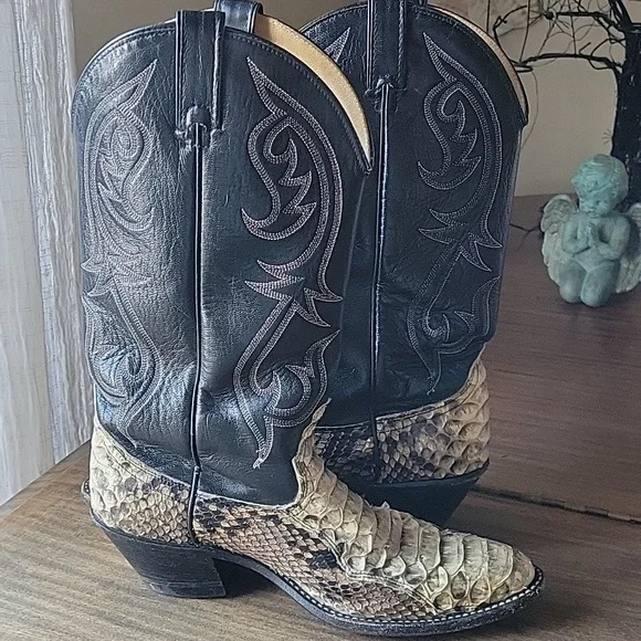 Dingo Snake Skin & Leather Western Cowboy Boots - Python Skin Boots Style 5130 - Picture 6 of 8